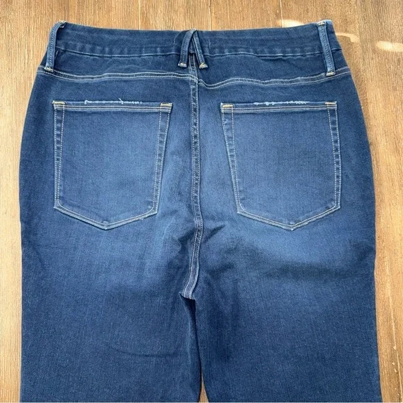 Good American Good Waist Skinny Jeans Raw Hem Plus Size Dark Blue - Picture 11 of 14